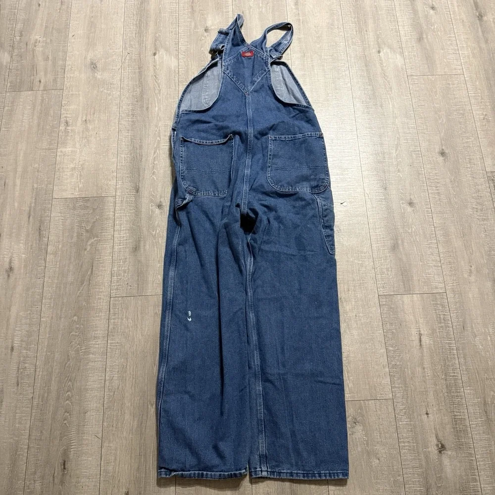 Vintage Dickies Overalls Denim Carpenter Workwear Bib Utility Pants Men 34x30